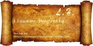 Lissauer Henrietta névjegykártya